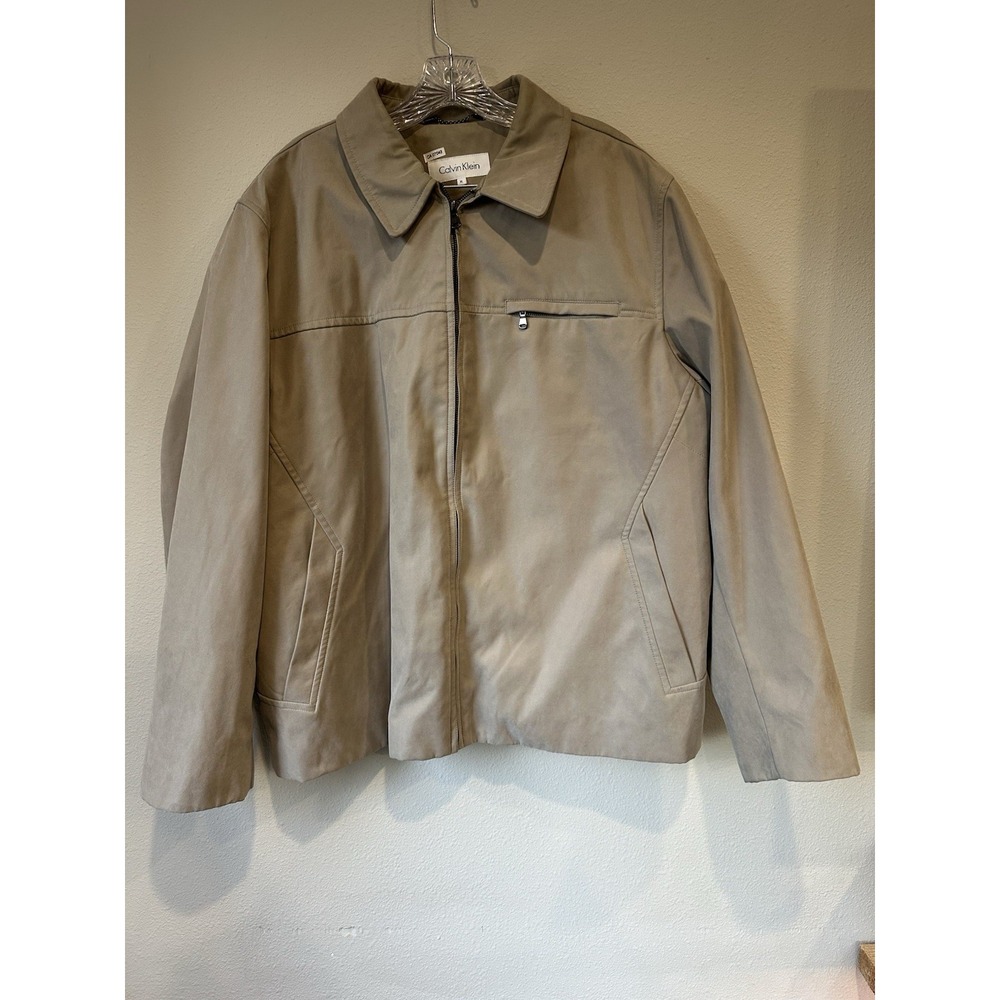 Men's‎ Calvin Klein Tan Beige Lined Windbreaker XL Extra Large